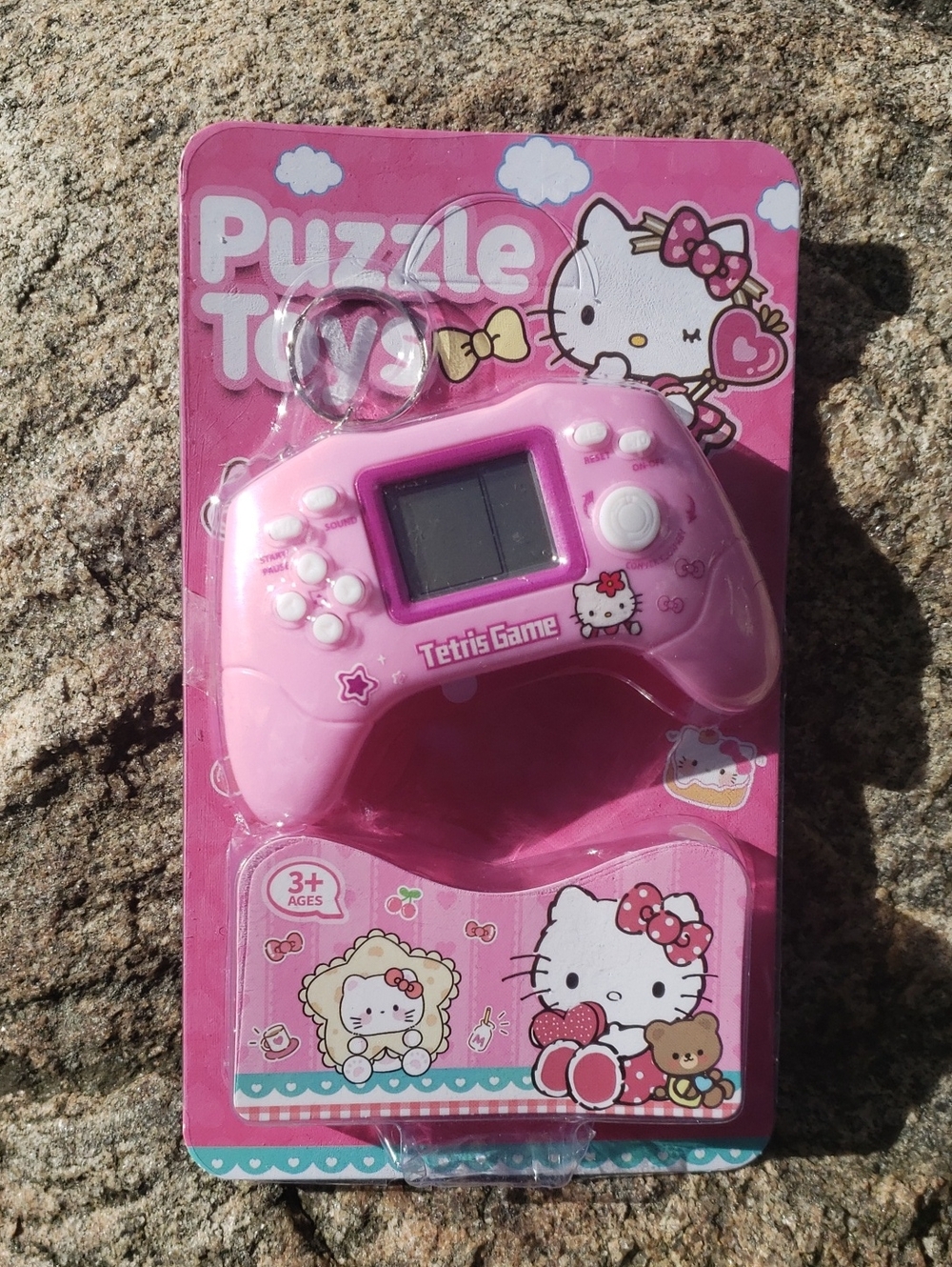 Sanrio Hello Kitty Pink Portable Puzzle Tetris Handheld Y2k Style Keychain